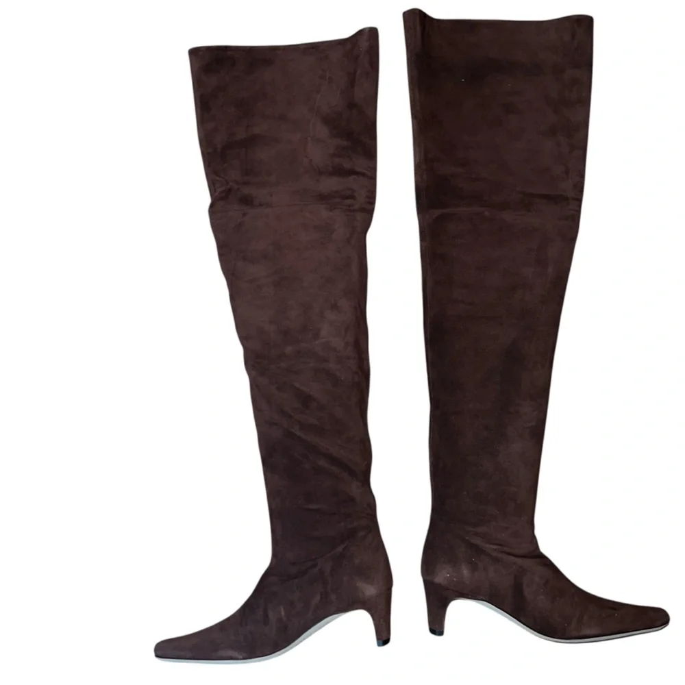 NEW NIB STAUD Wally Over The Knee Boots In Mahogany Brown Suede